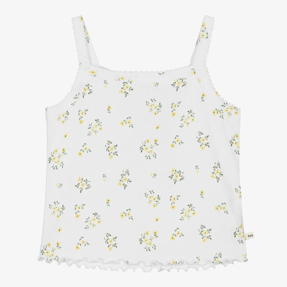 The New Society-Girls White Cotton Jersey Floral T-Shirt | Childrensalon Outlet