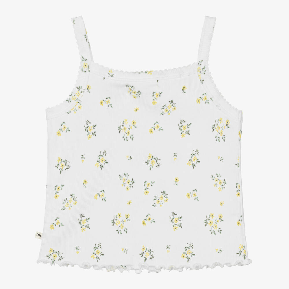 The New Society-Girls White Cotton Jersey Floral T-Shirt | Childrensalon Outlet