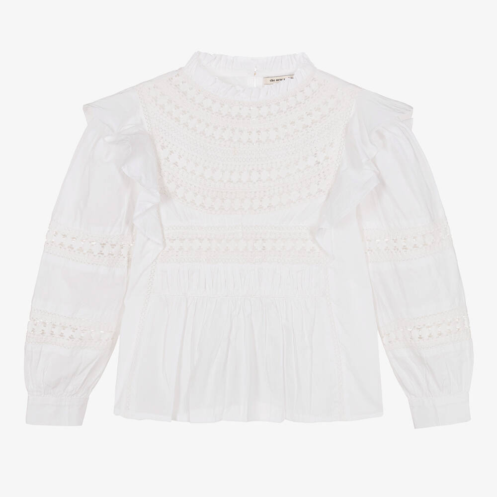 Girls white frilly blouse discount