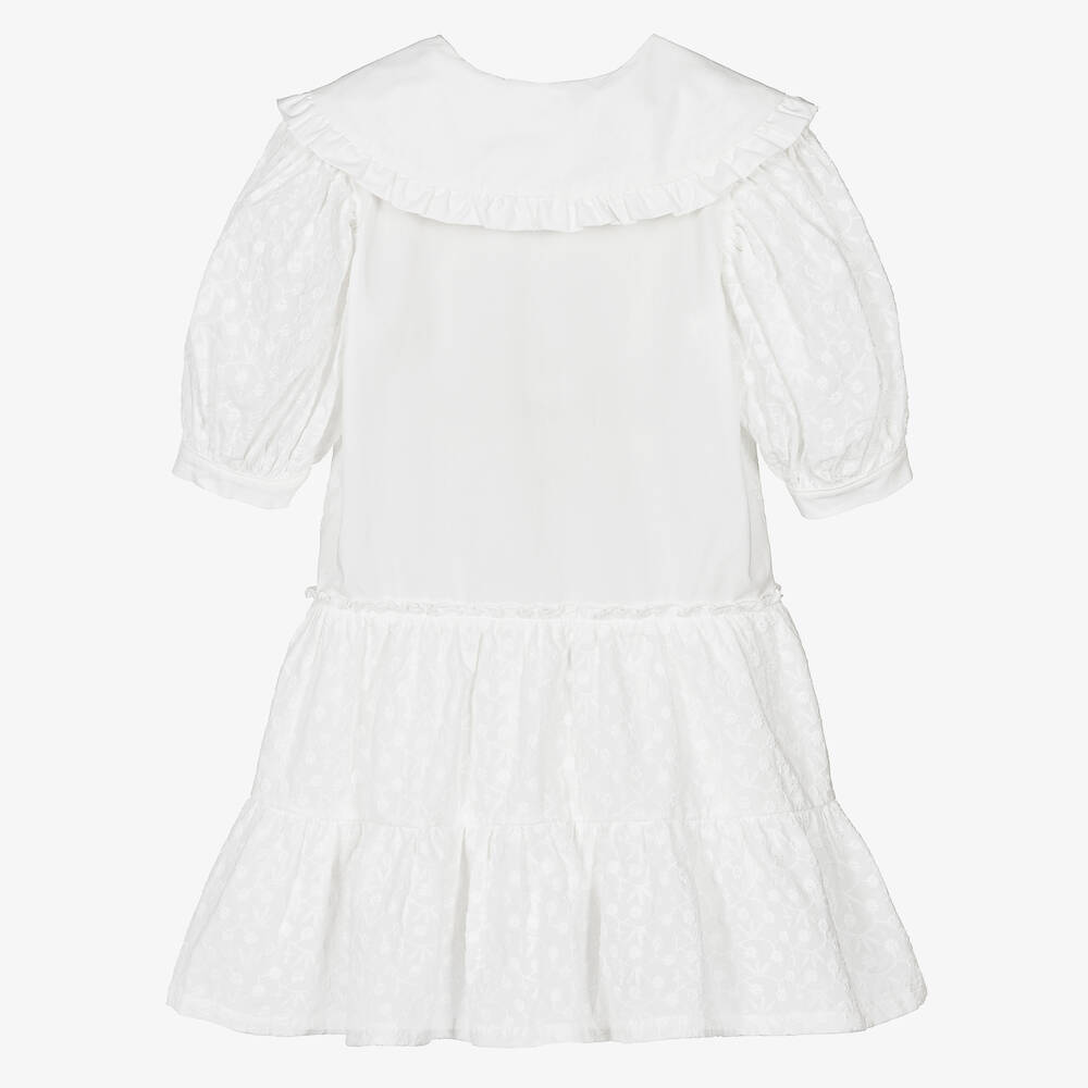 The New Society-Girls White Floral Embroidered Dress | Childrensalon Outlet