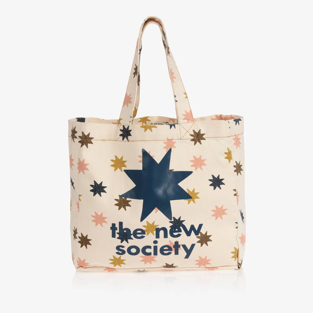 The New Society - Кремовая парусиновая сумка со звездами (36см) | Childrensalon