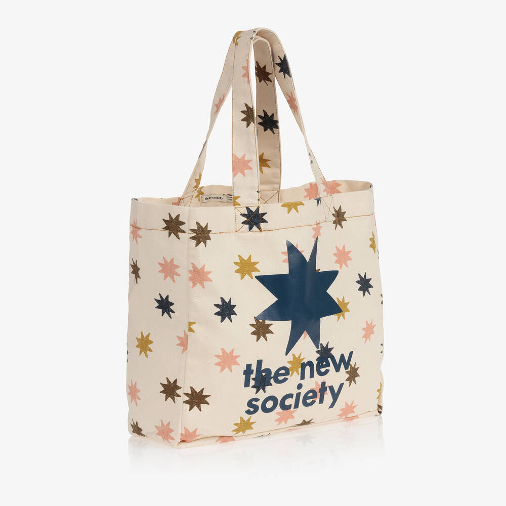 The New Society-Ivory Stars Canvas Bag (36cm) | Childrensalon Outlet