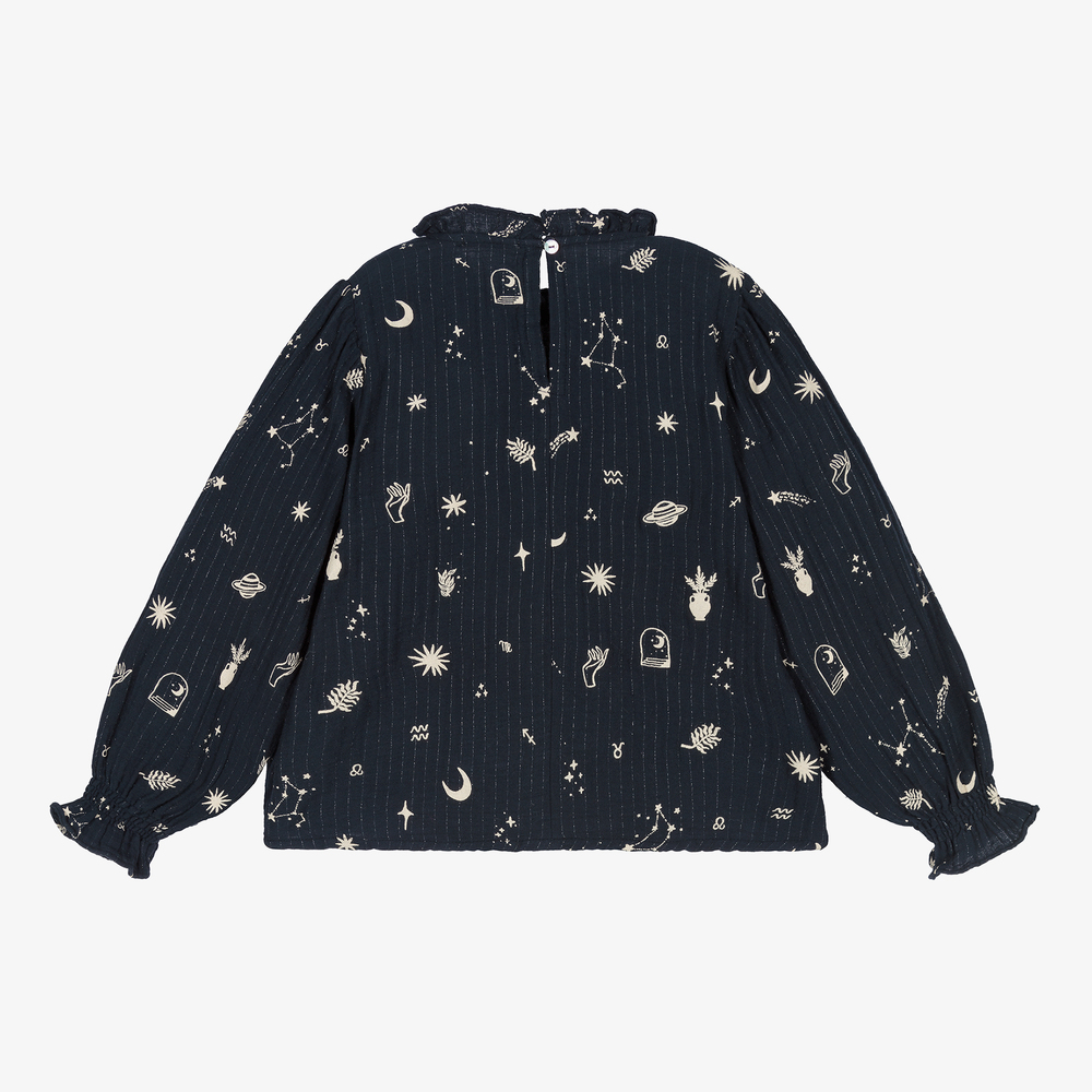 The New Society-Синяя хлопковая блузка для девочек-подростков | Childrensalon Outlet