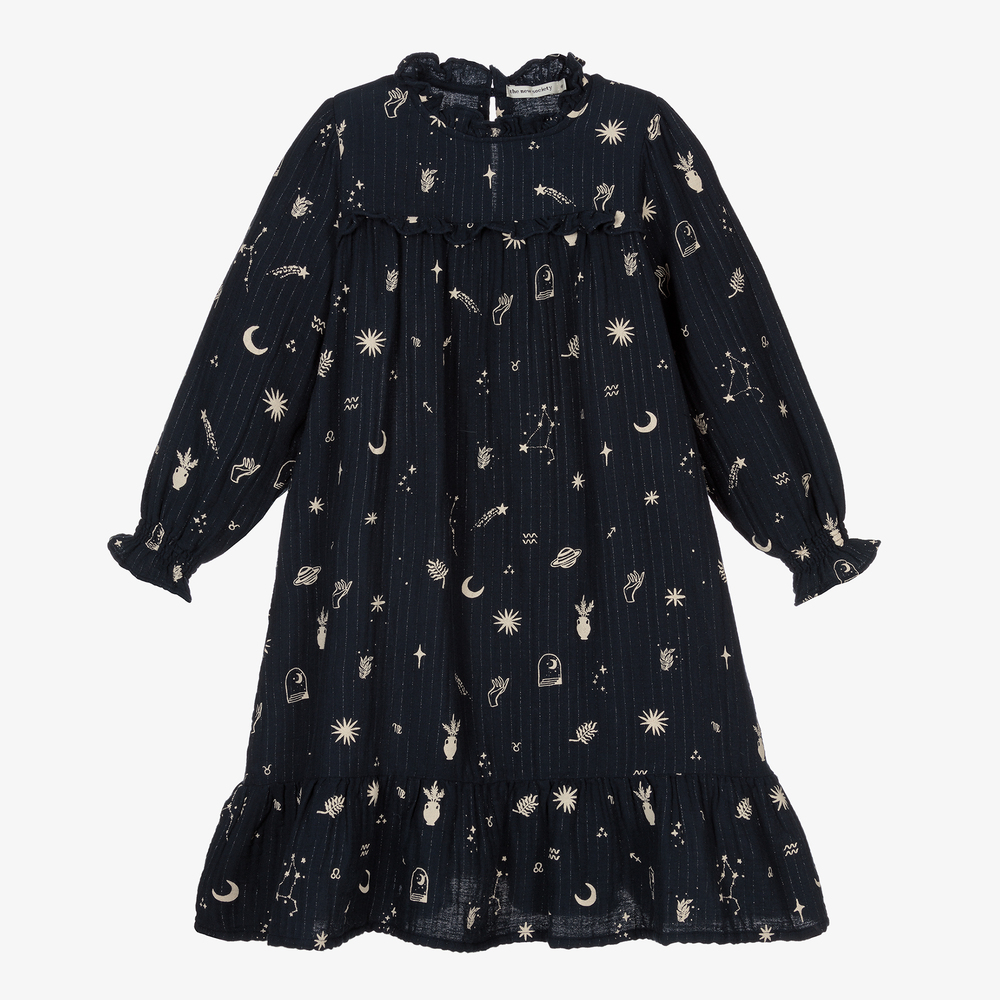 The New Society-Teen Girls Blue Cotton Dress | Childrensalon Outlet