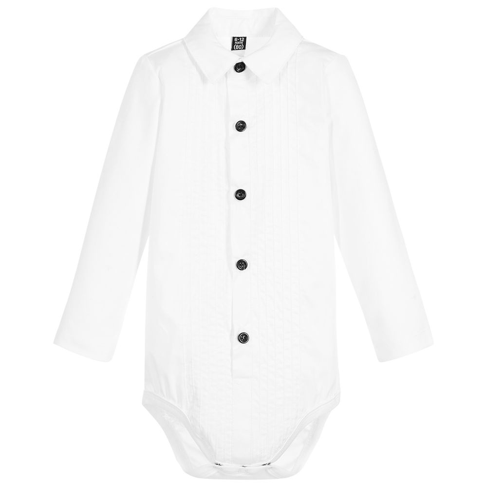 The Tiny Universe - Baby Boys Ivory Tuxedo Bodysuit | Childrensalon