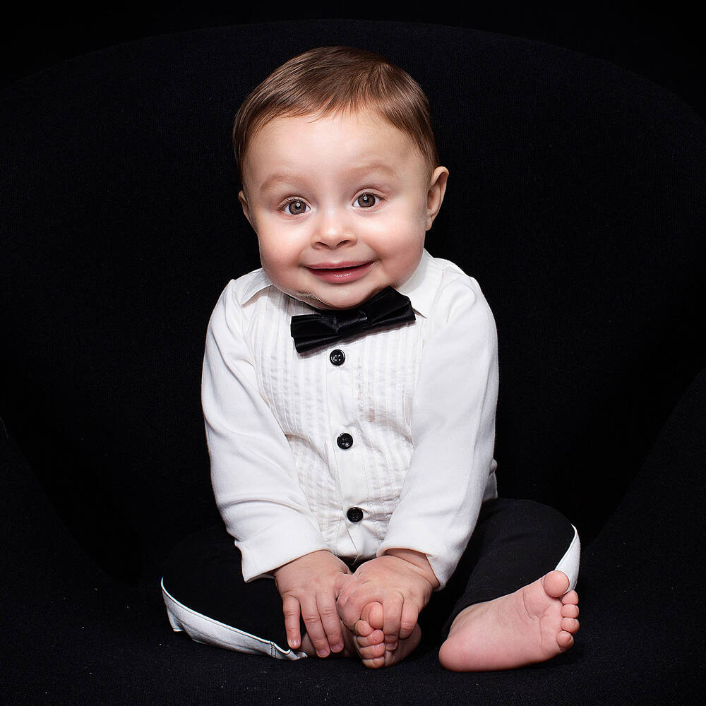 The Tiny Universe-Baby Boys Ivory Tuxedo Bodysuit | Childrensalon Outlet