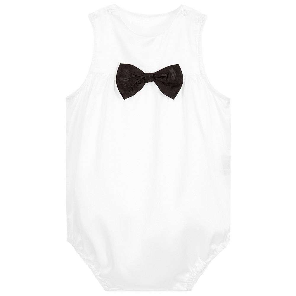 The Tiny Universe - Baby Girls White Satin Bodysuit  | Childrensalon