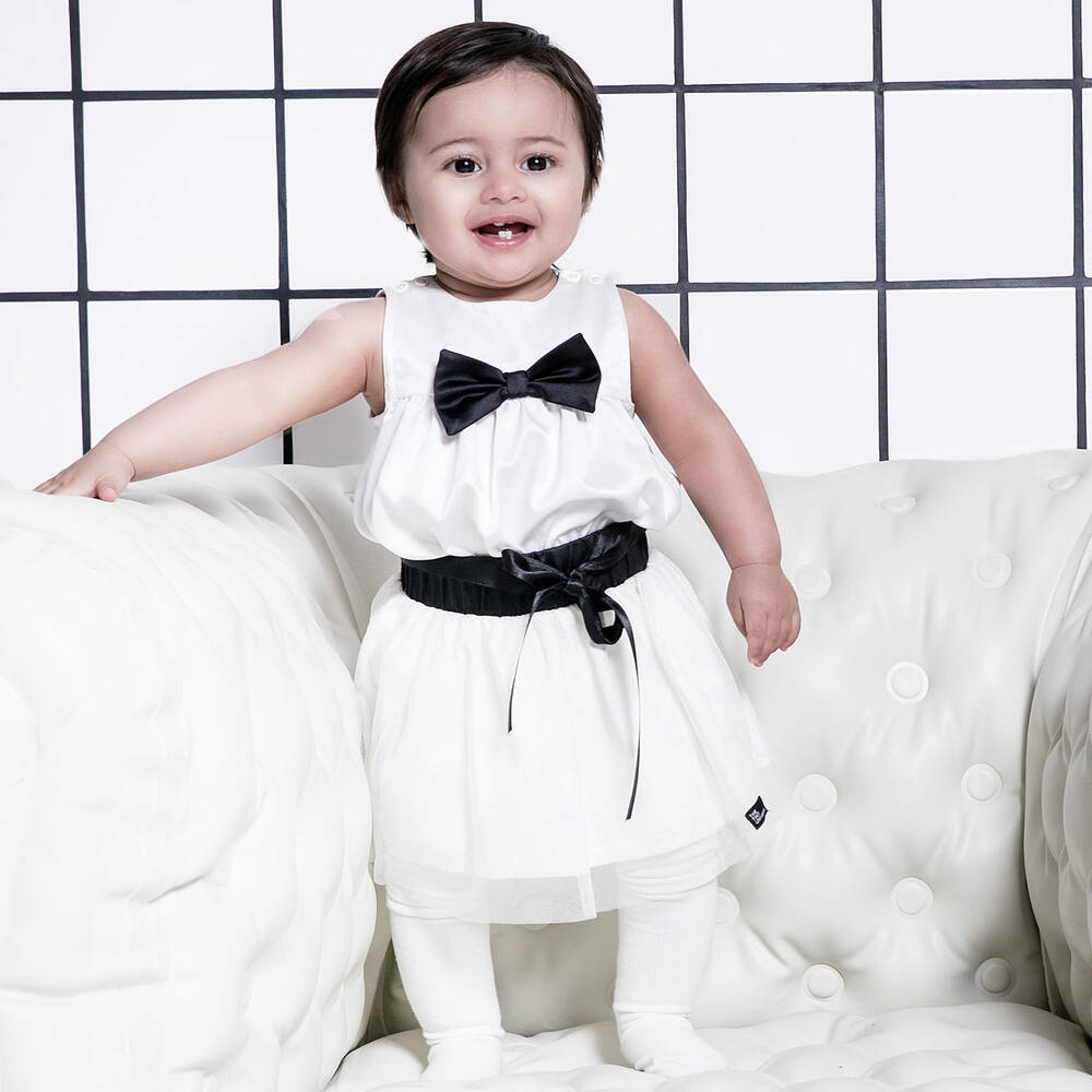 The Tiny Universe-Baby Girls White Satin Bodysuit  | Childrensalon Outlet