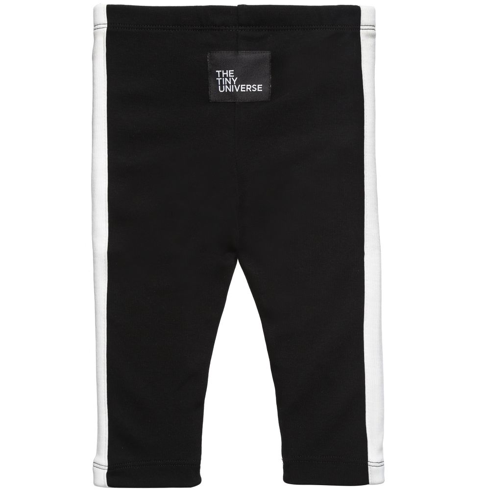 The Tiny Universe-Black Cotton & Ivory Stripe Leggings | Childrensalon Outlet