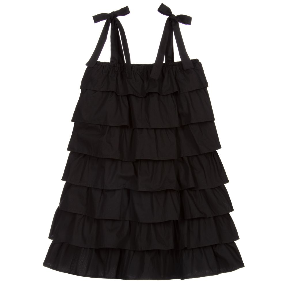 The Tiny Universe - Black Cotton Ruffle Dress | Childrensalon