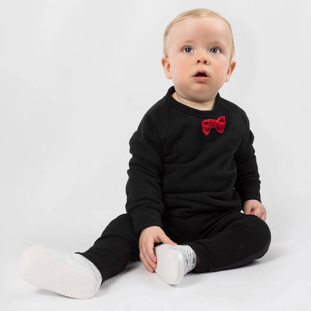 The Tiny Universe-Black Cotton Sweatshirt | Childrensalon Outlet