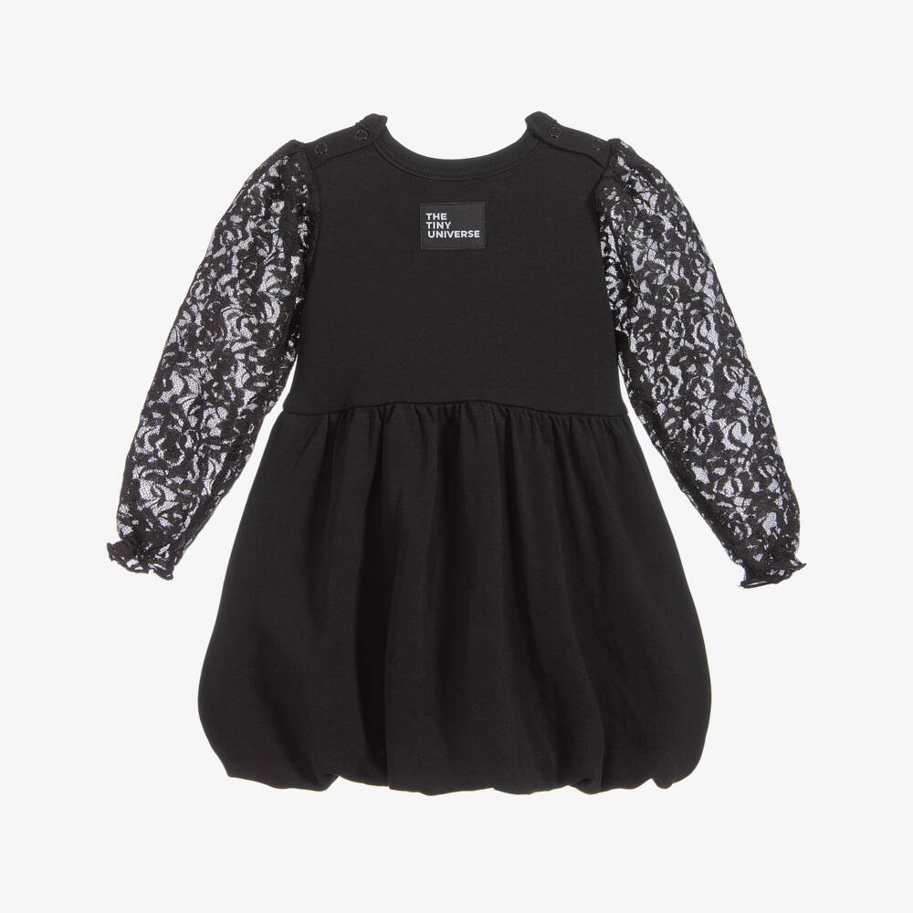 The Tiny Universe-فستان جيرسي و دانتيل لون أسود | Childrensalon Outlet