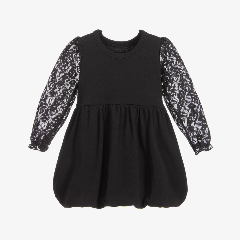 The Tiny Universe-Black Lace Jersey Dress | Childrensalon Outlet