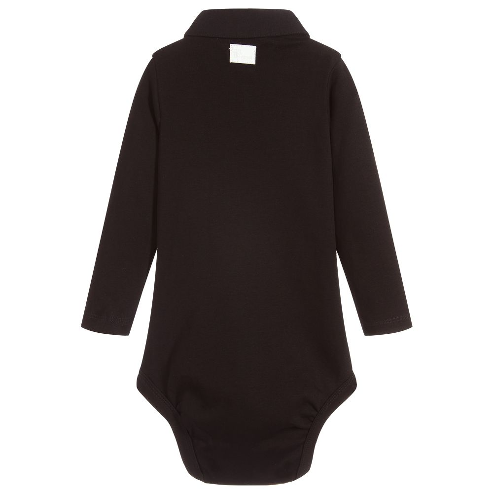 The Tiny Universe-أوفرول بادي قطن جيرسي عضوي لون أسود للمواليد | Childrensalon Outlet