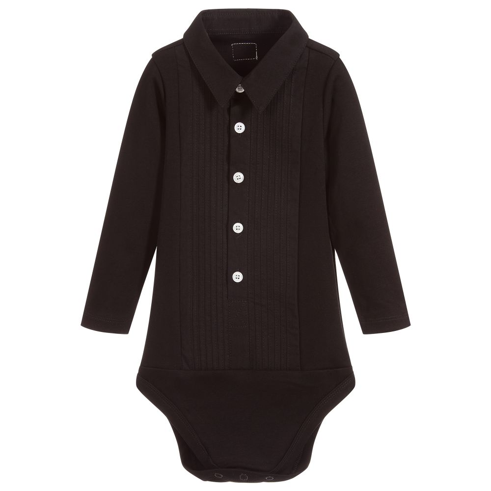 The Tiny Universe - Black Organic Cotton Bodysuit | Childrensalon