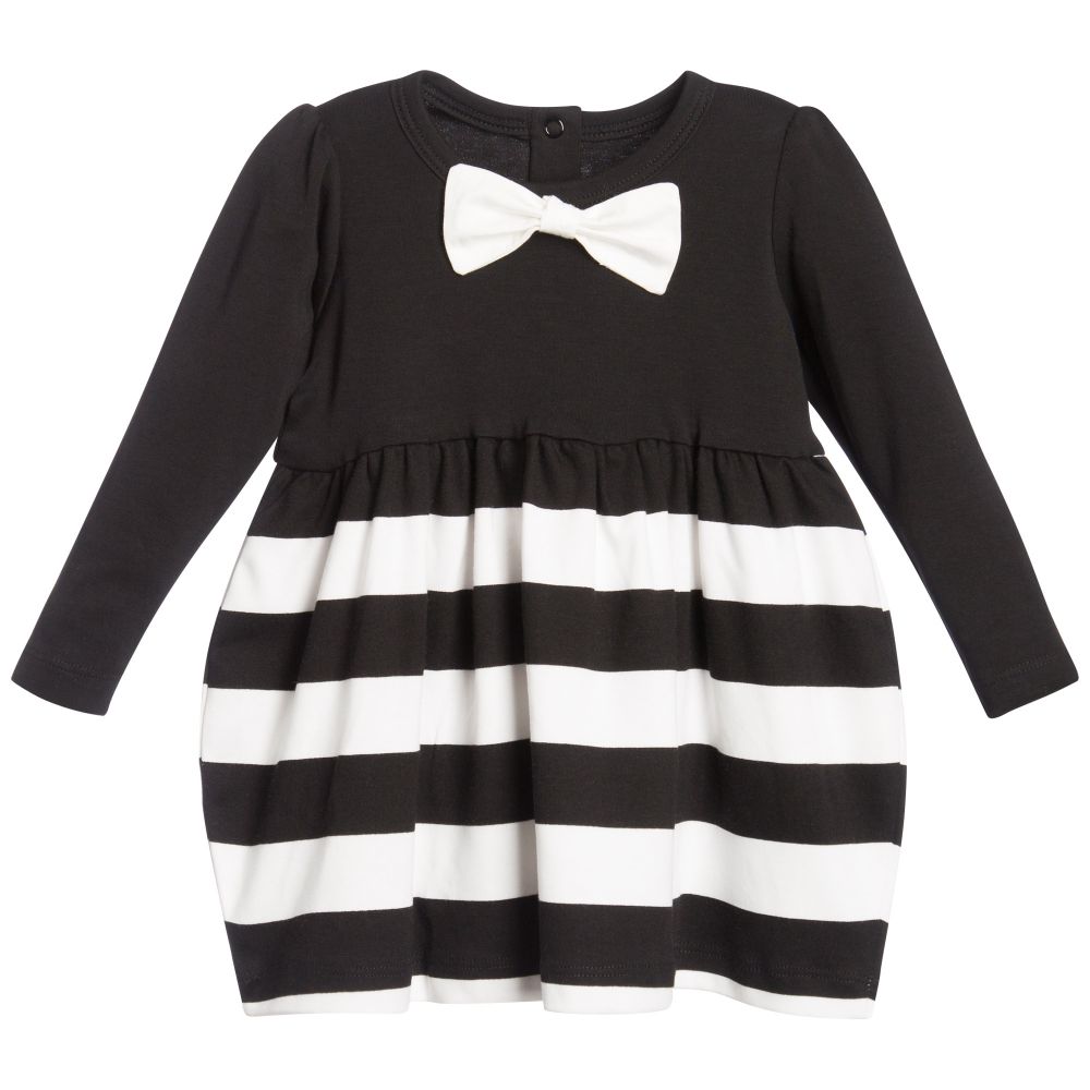 The Tiny Universe-Black 'Tiny Waves' Cotton Jersey Dress | Childrensalon Outlet