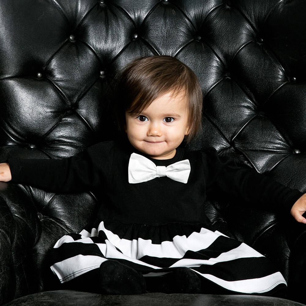 The Tiny Universe-فستان قطن جيرسي لون أسود  | Childrensalon Outlet