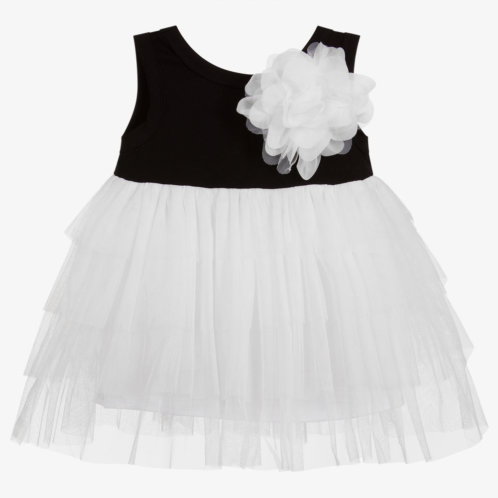The Tiny Universe - Black & White Cotton Dress | Childrensalon