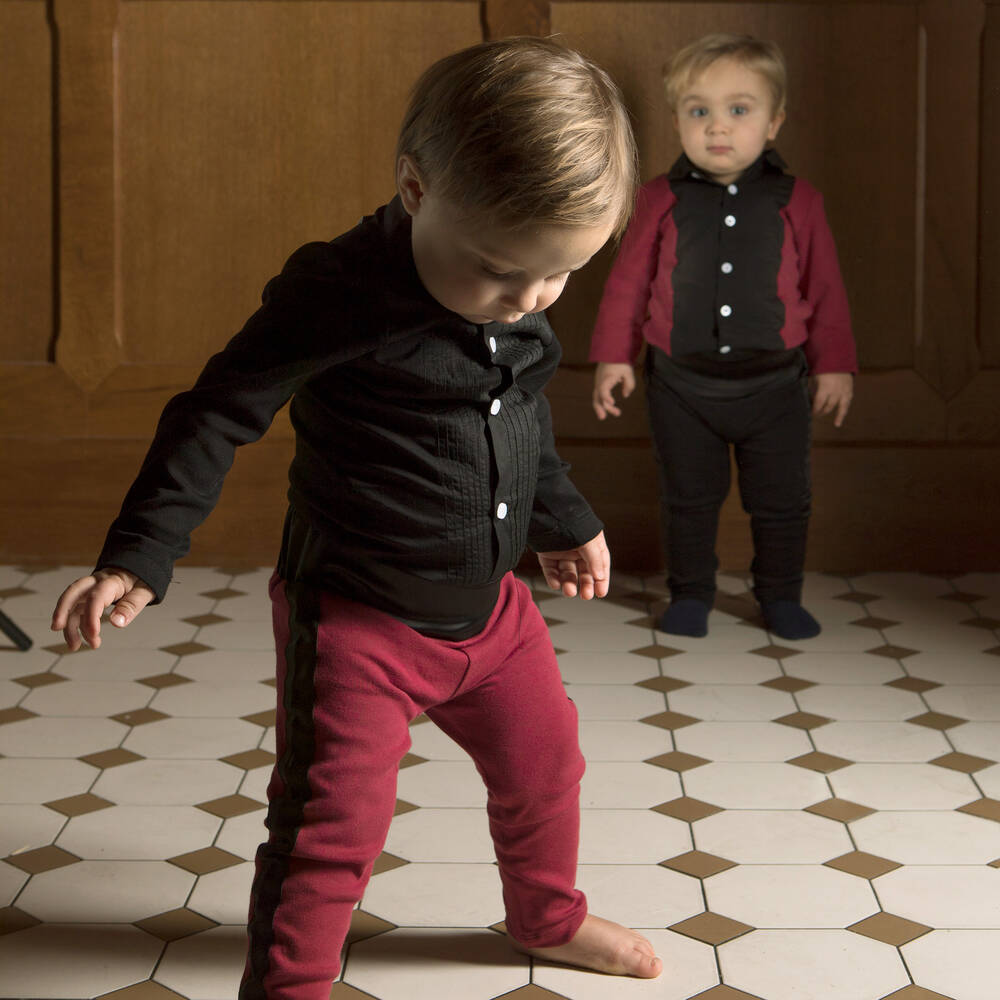 The Tiny Universe-Boys Burgundy Cotton Trousers | Childrensalon Outlet