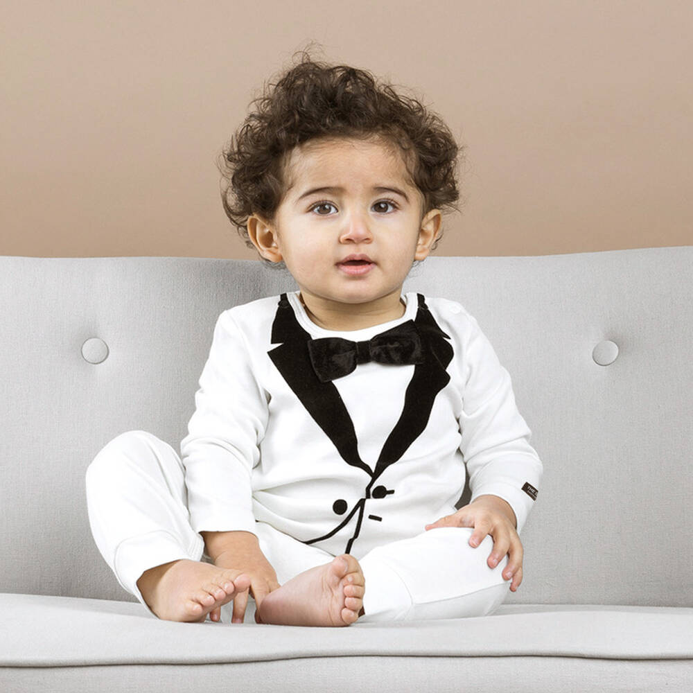 The Tiny Universe-بدلة أنيقة بيضاء للأولاد | Childrensalon Outlet