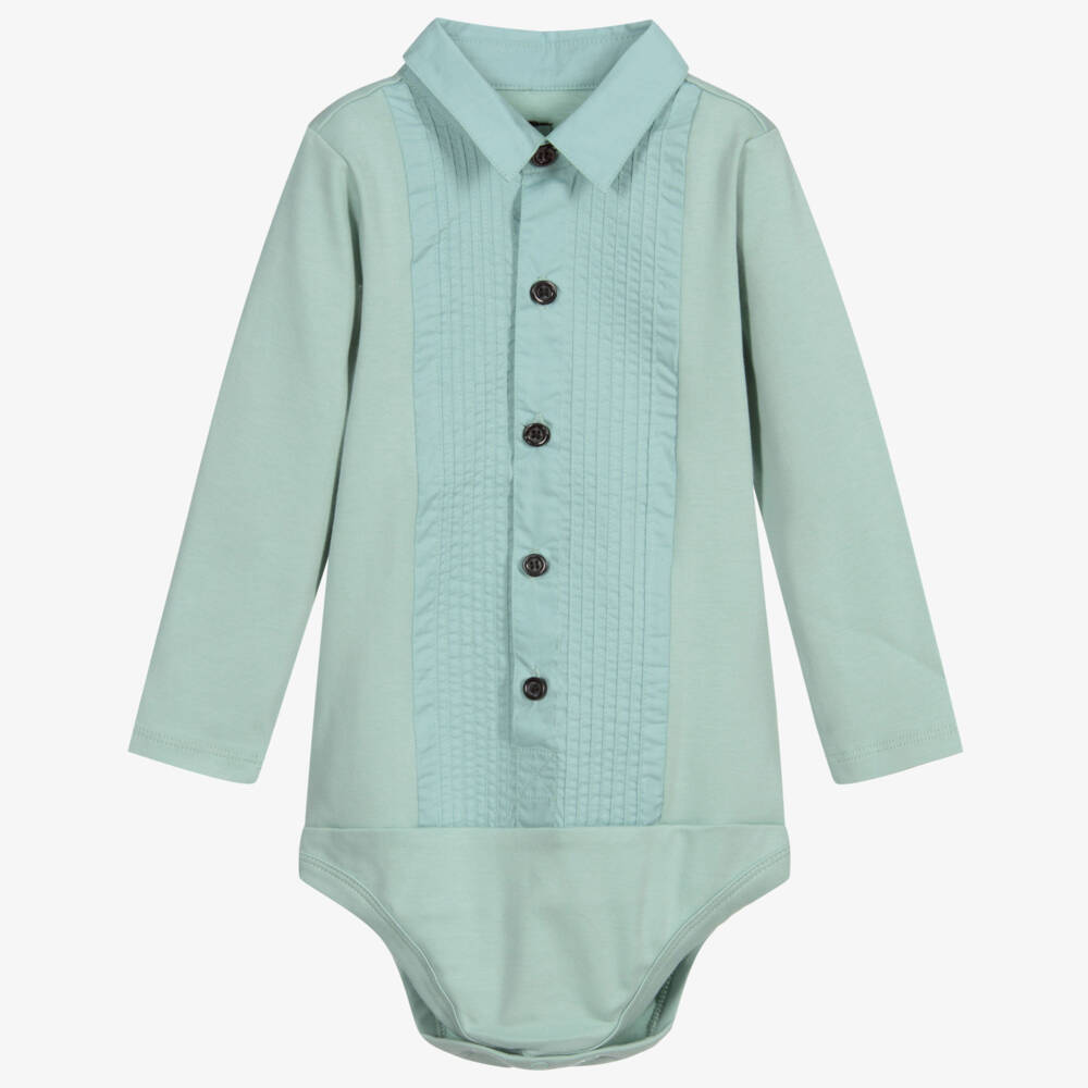 The Tiny Universe-Boys Green Cotton Bodysuit | Childrensalon Outlet
