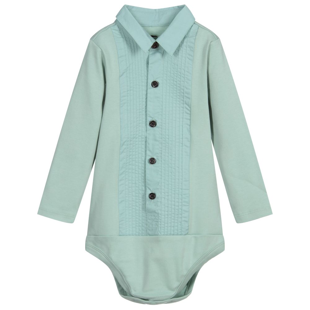 The Tiny Universe - Boys Green Cotton Bodysuit | Childrensalon