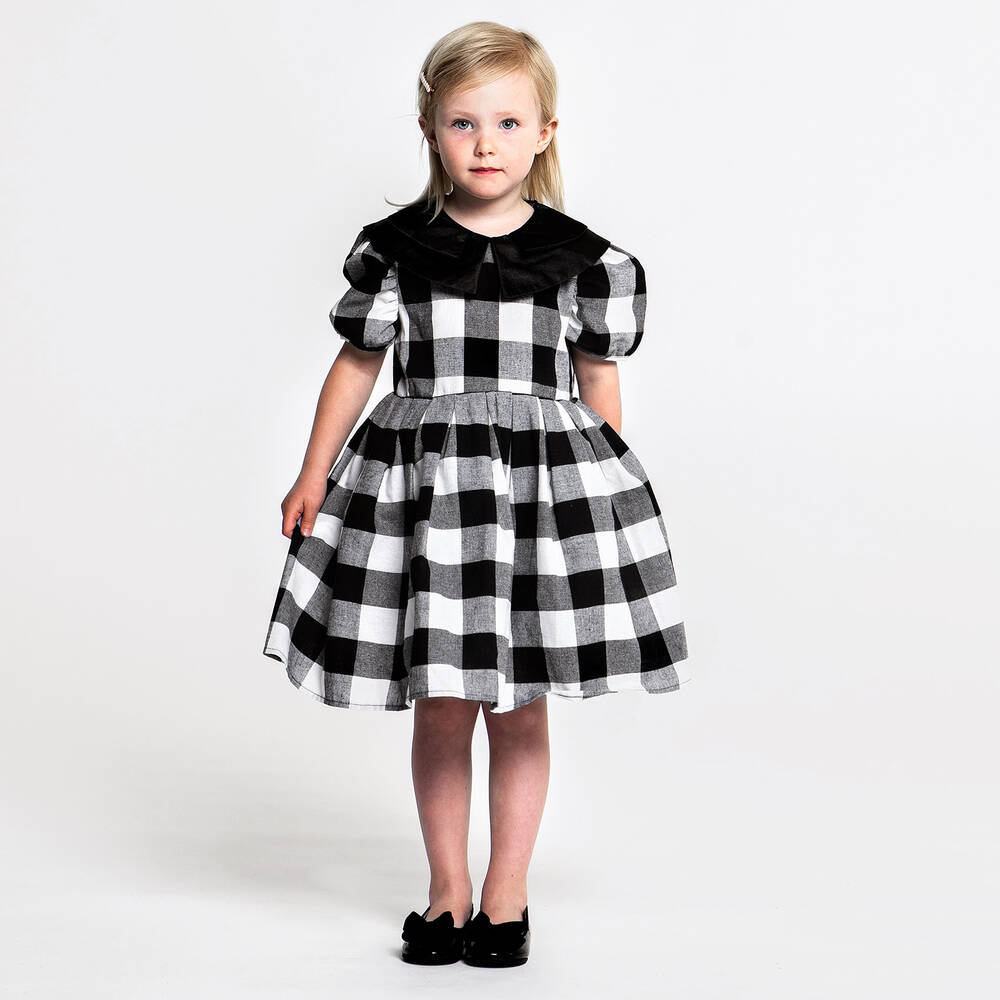 The Tiny Universe-Черное платье в клетку для девочек | Childrensalon Outlet