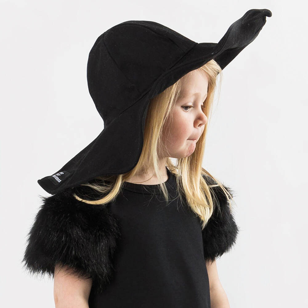 Girls black floppy hat sales