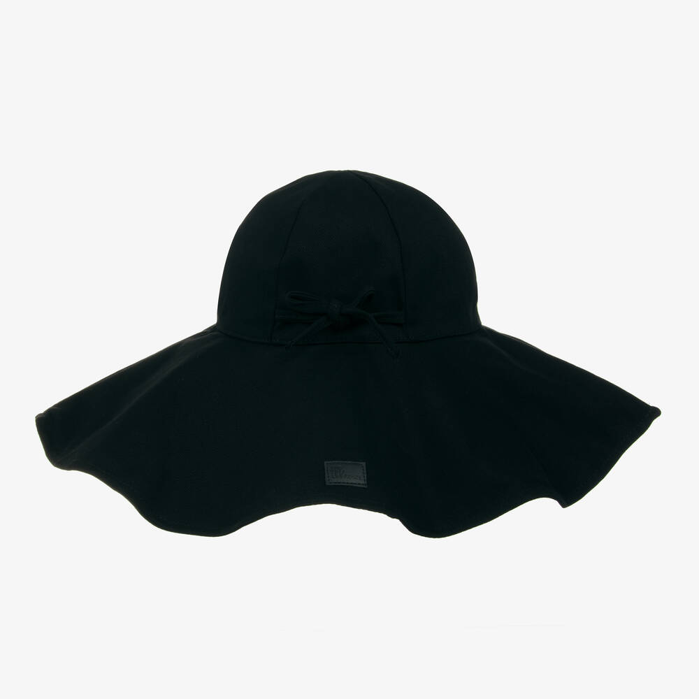 The Tiny Universe-Girls Black Cotton Adjustable Sun Hat | Childrensalon Outlet