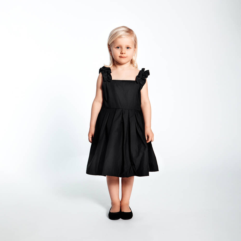 The Tiny Universe-Girls Black Cotton Poplin Sleeveless Dress | Childrensalon Outlet