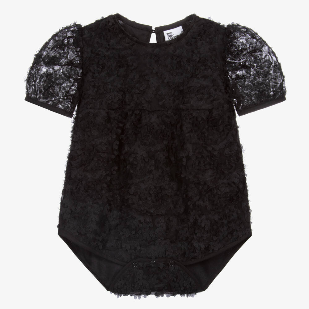 The Tiny Universe-Girls Black Floral Lace Bodysuit | Childrensalon Outlet
