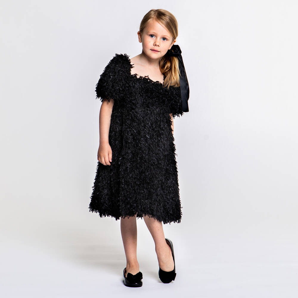 The Tiny Universe-Girls Black Fluffy Dress | Childrensalon Outlet