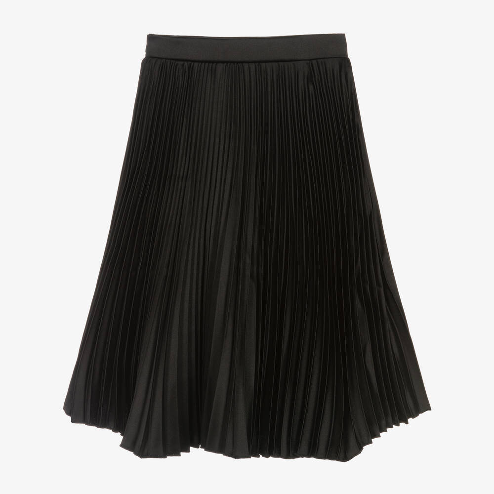 The Tiny Universe-Girls Black Pleated Satin Skirt | Childrensalon Outlet