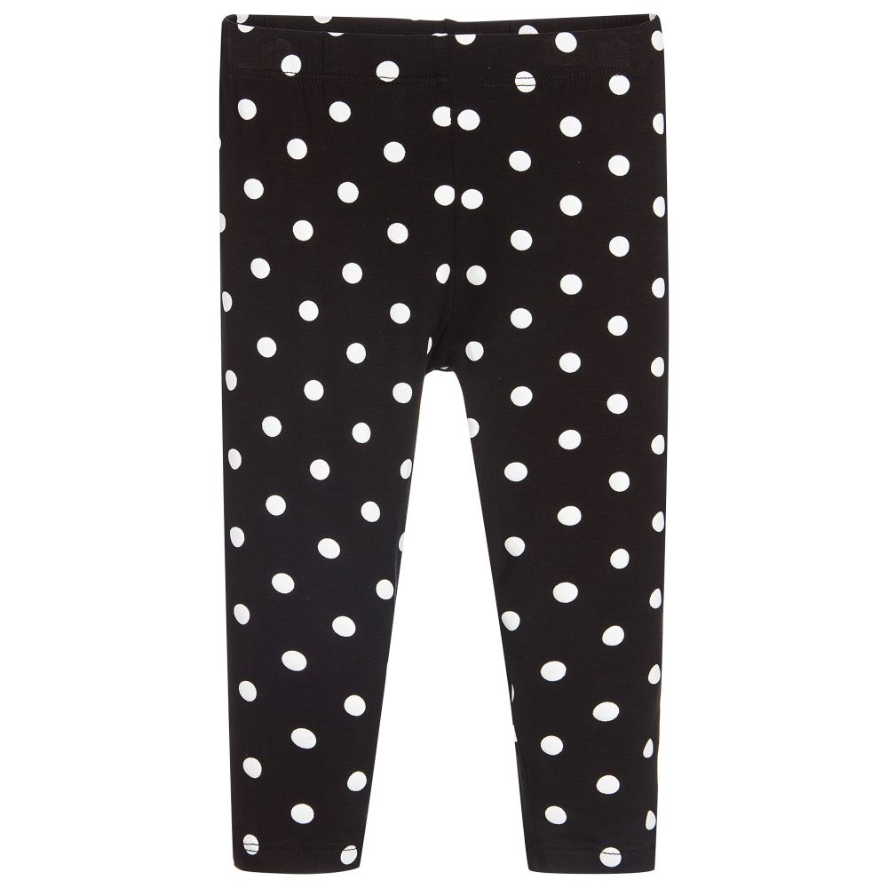 The Tiny Universe - Girls Black Polka Dot Leggings | Childrensalon