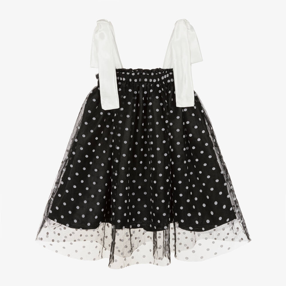 The Tiny Universe-Girls Black Polka Dot Tulle Dress | Childrensalon Outlet