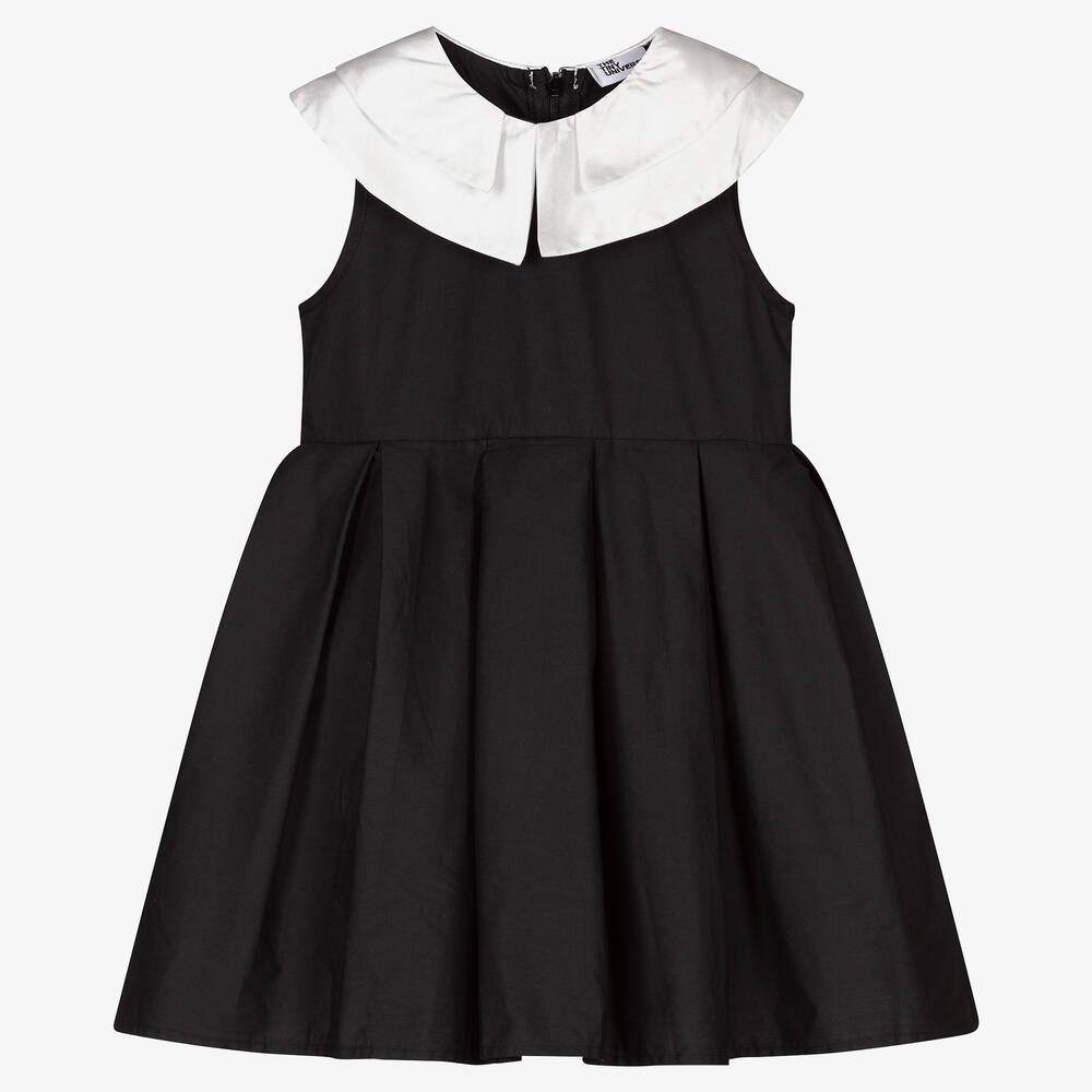 The Tiny Universe - Girls Black Poplin Dress | Childrensalon
