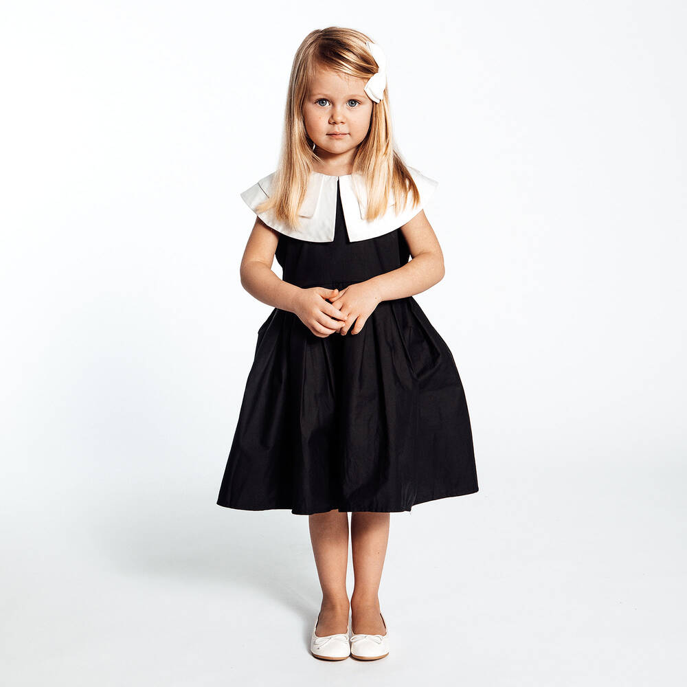 The Tiny Universe-Girls Black Poplin Dress | Childrensalon Outlet