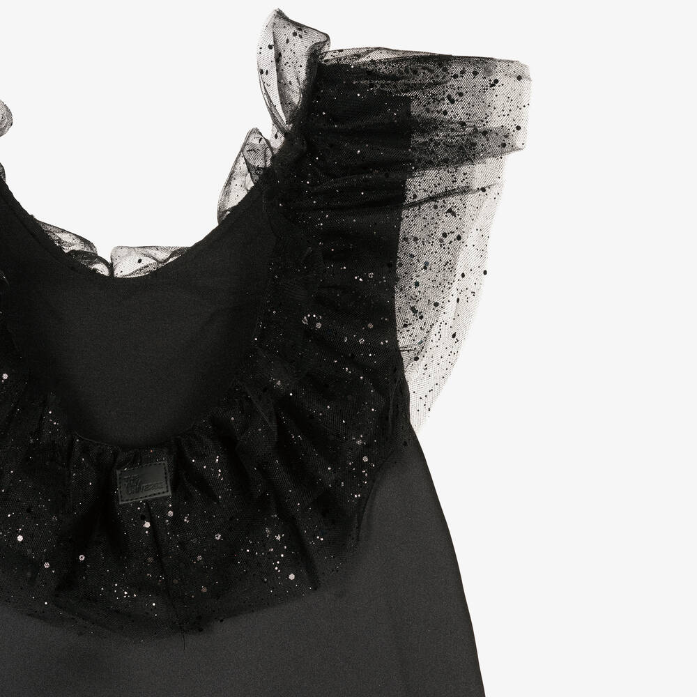 The Tiny Universe-Girls Black Ruffle Collar Dress | Childrensalon Outlet