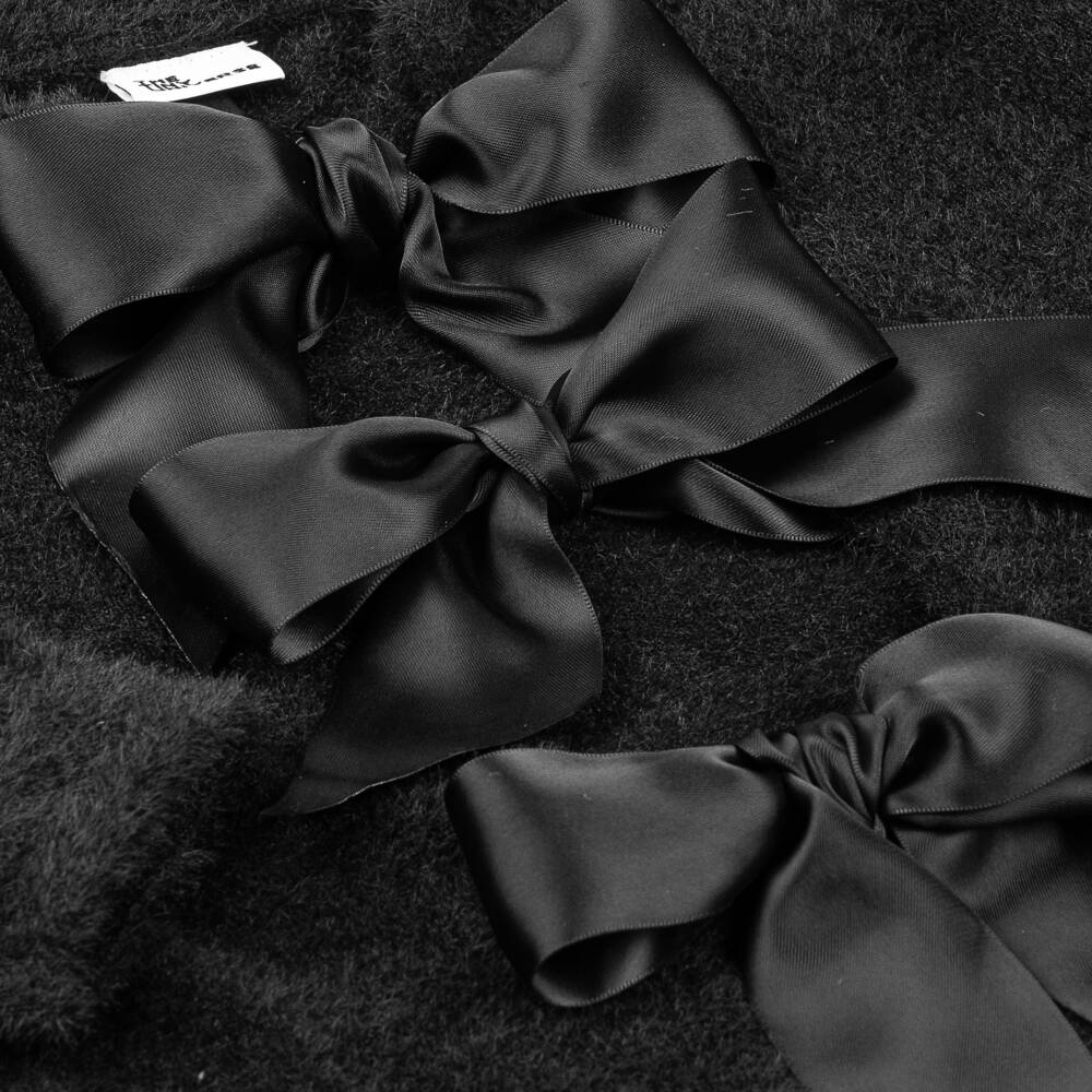 The Tiny Universe-Girls Black Satin Bow Cardigan | Childrensalon Outlet