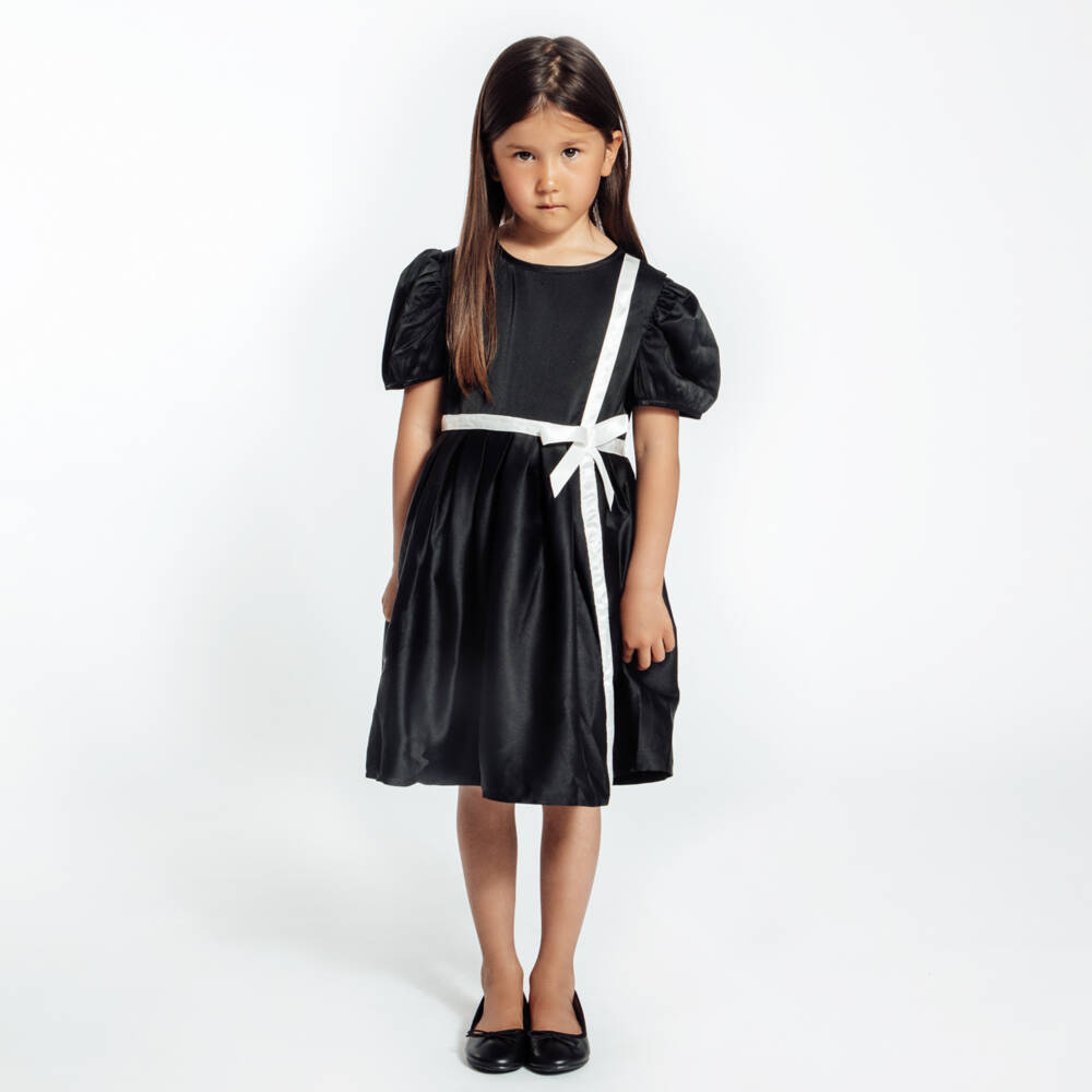 The Tiny Universe-Girls Black Satin Dress | Childrensalon Outlet