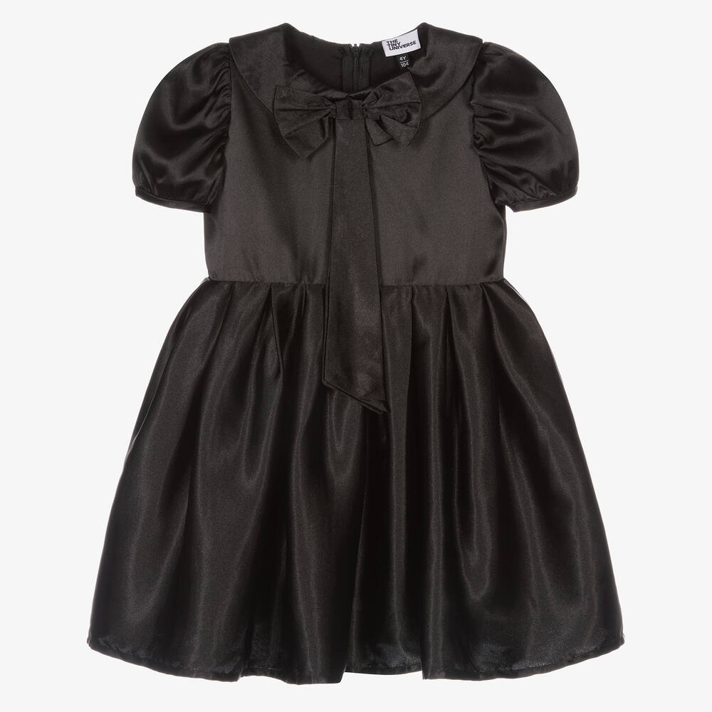 The Tiny Universe - Robe noire en satin Fille | Childrensalon