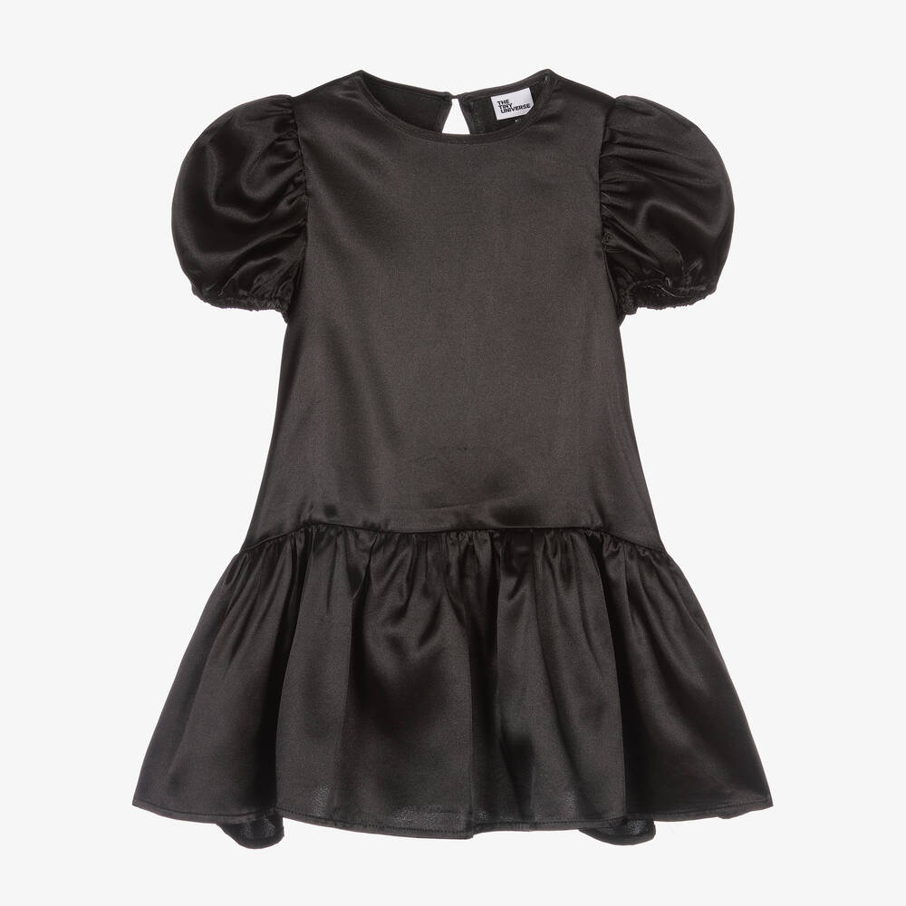 The Tiny Universe - Robe noire en satin Fille | Childrensalon