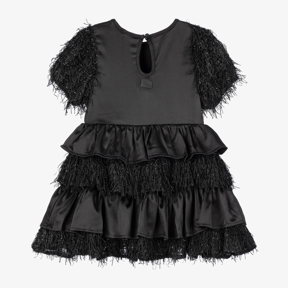 The Tiny Universe-Girls Black Satin Layered Dress | Childrensalon Outlet