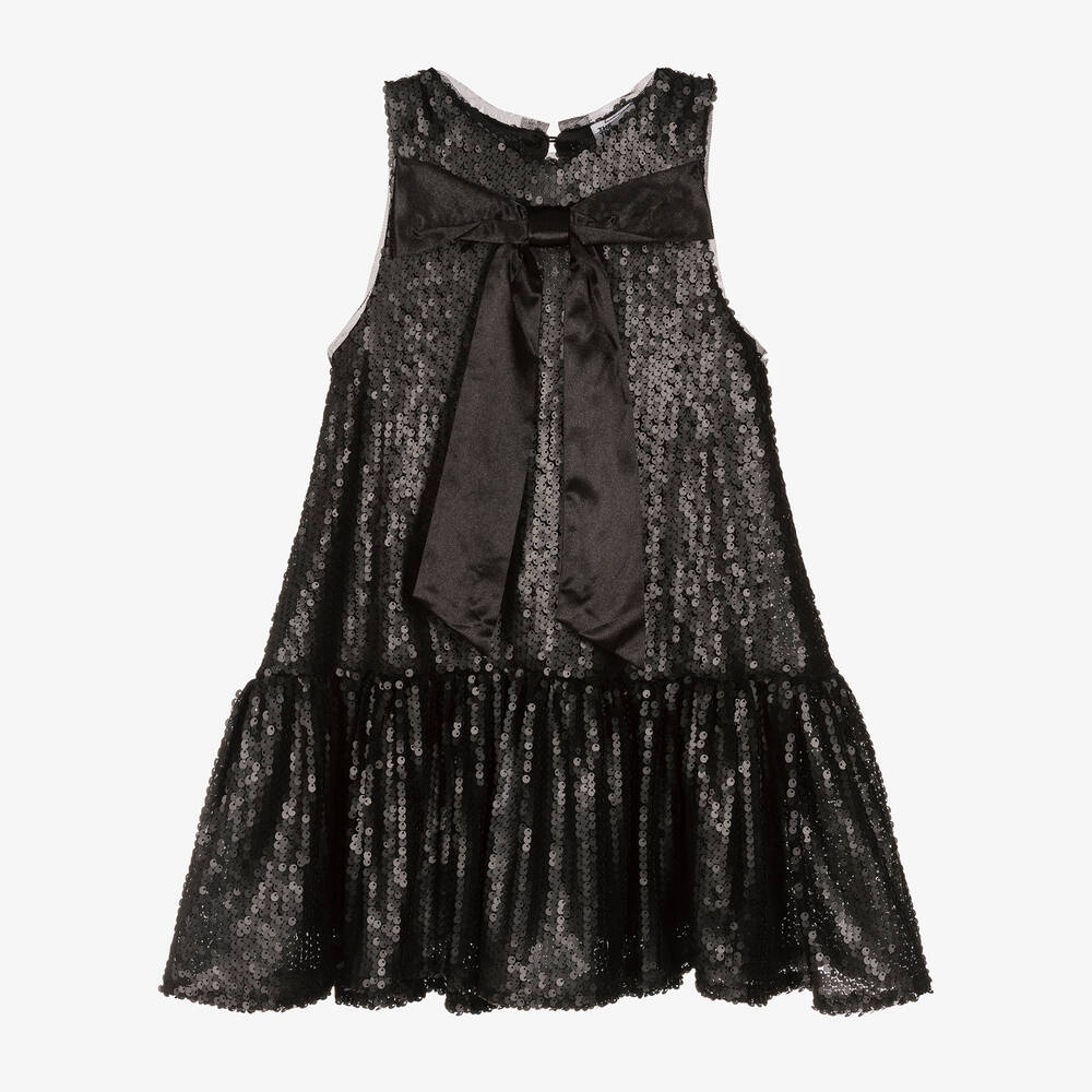The Tiny Universe-Girls Black Sequin Bow Dress | Childrensalon Outlet