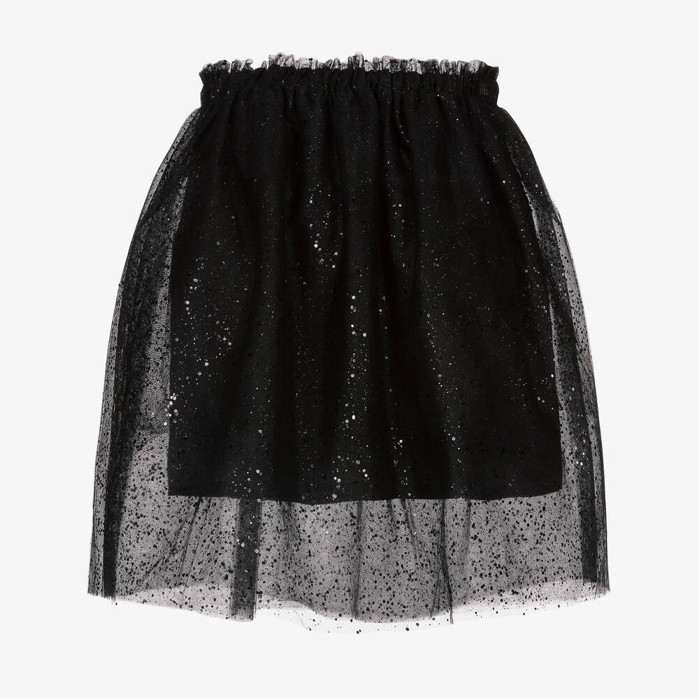 The Tiny Universe - Girls Black Sparkly Tulle Skirt | Childrensalon