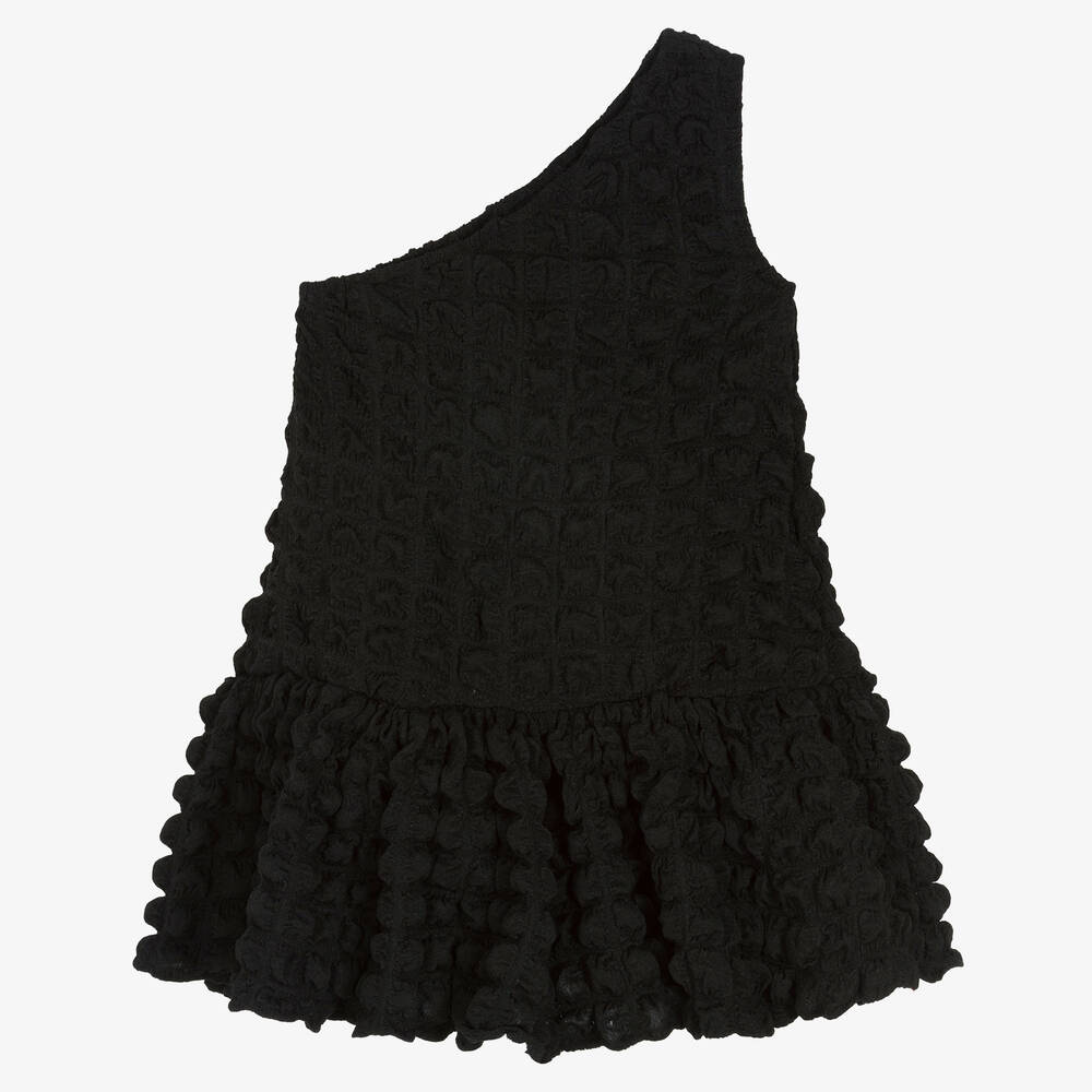 The Tiny Universe - Girls Black Textured Square Dress | Childrensalon