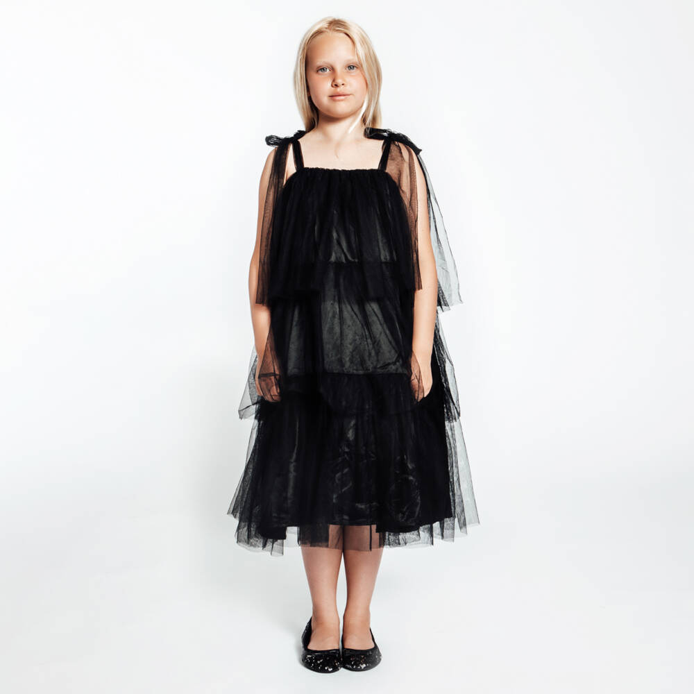 The Tiny Universe-Girls Black Tulle Dress | Childrensalon Outlet
