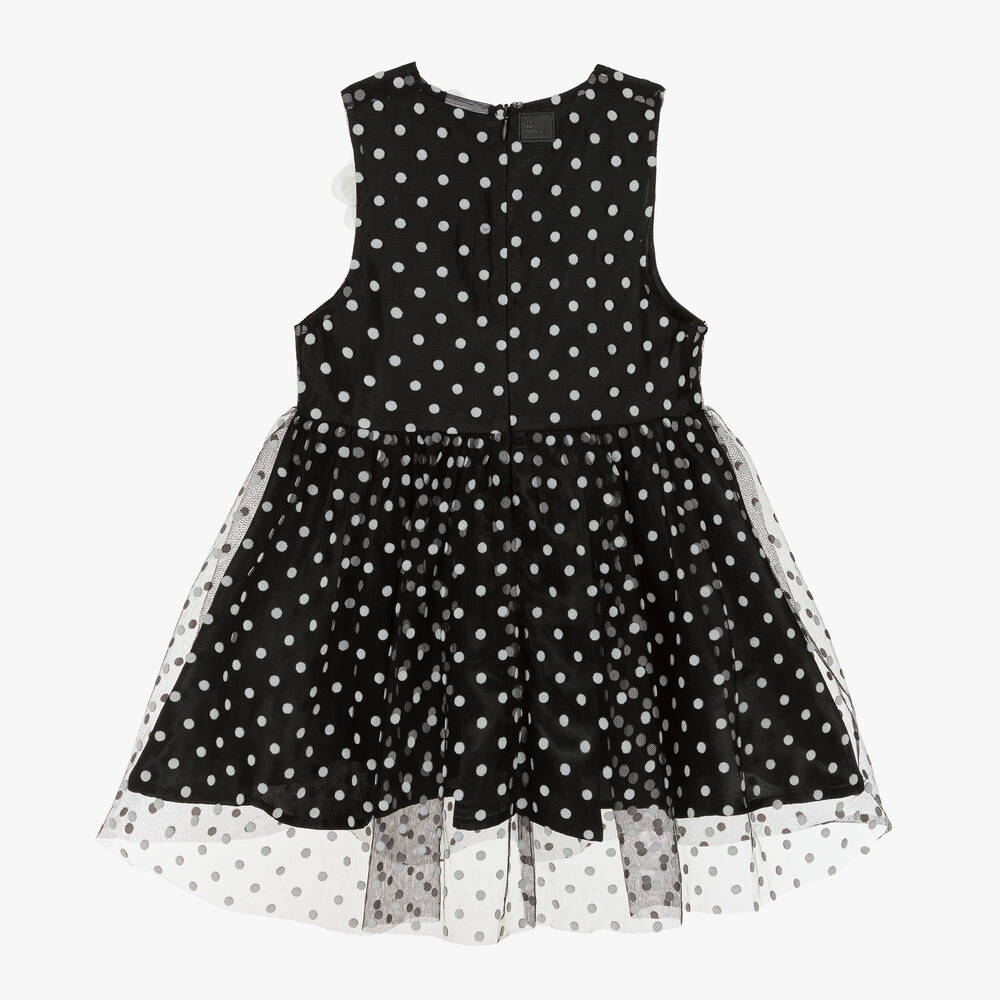 The Tiny Universe-Girls Black Tulle Polka Dot Dress | Childrensalon Outlet