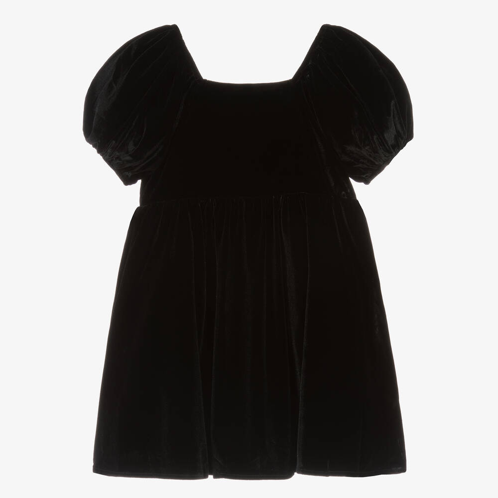 The Tiny Universe-Girls Black Velour Ribbon Dress | Childrensalon Outlet