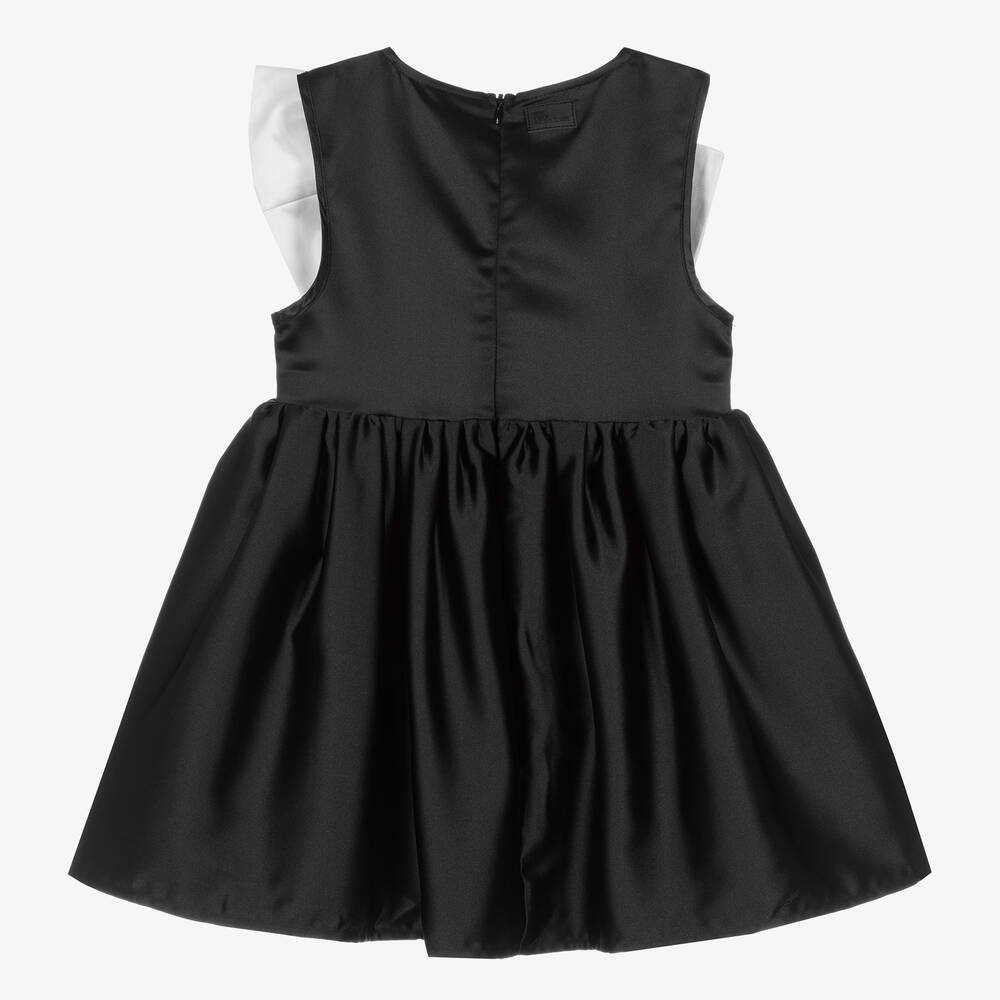 The Tiny Universe-Girls Black & White Satin Bow Dress | Childrensalon Outlet